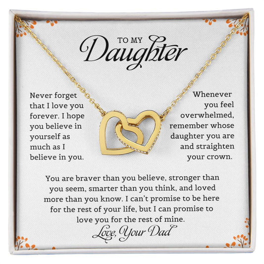 To My Daughter | Never Forget That I Love You - Interlocking Hearts necklace