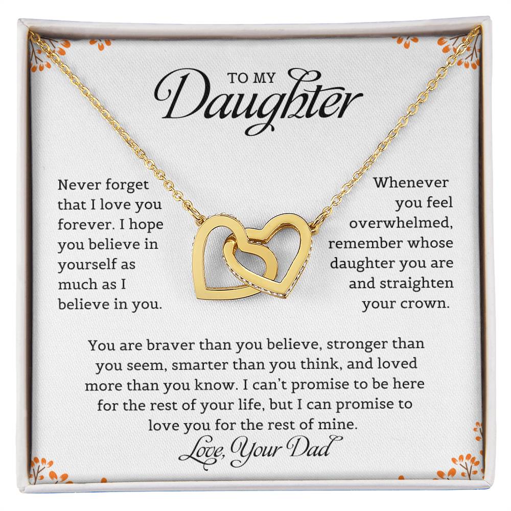 To My Daughter | Never Forget That I Love You - Interlocking Hearts necklace