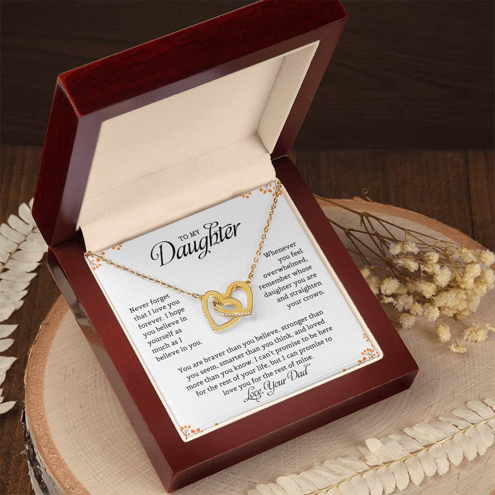 To My Daughter | Never Forget That I Love You - Interlocking Hearts necklace