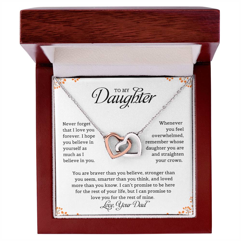 To My Daughter | Never Forget That I Love You - Interlocking Hearts necklace
